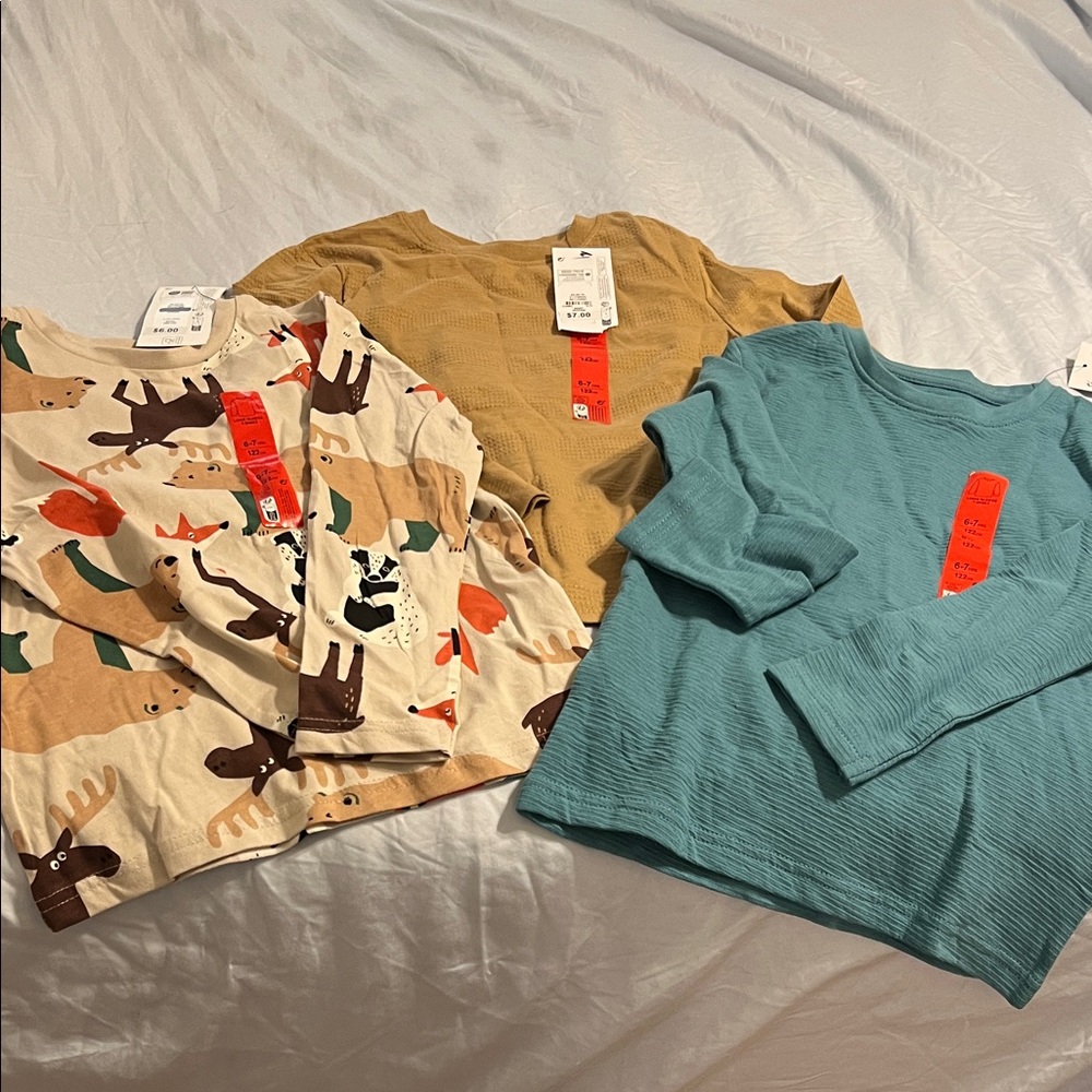 Primark NWT Boy’s Long Sleeve Shirt Set - teal, mustard, and Animal Print - Picture 13 of 13